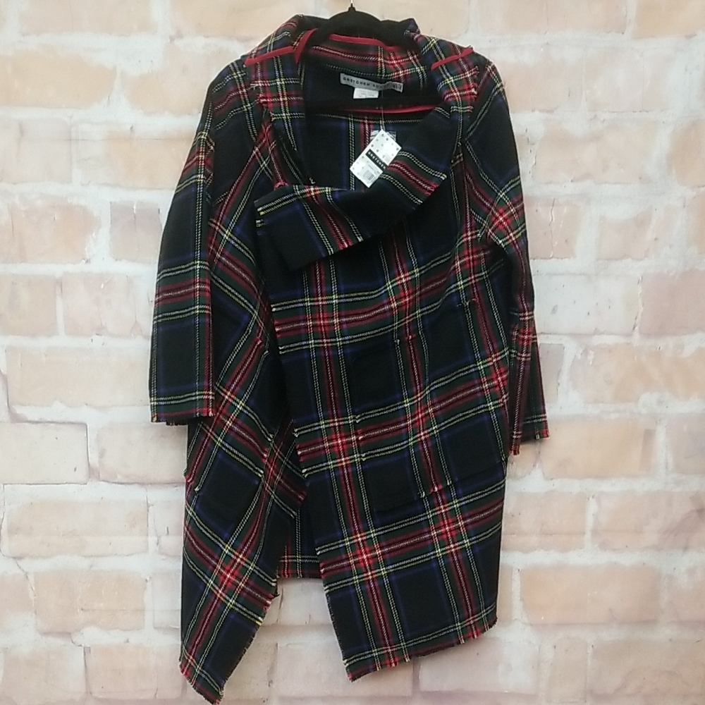 NWT Gretchen Scott Size XS Women's Multicolor Plaid Modern Car Coat